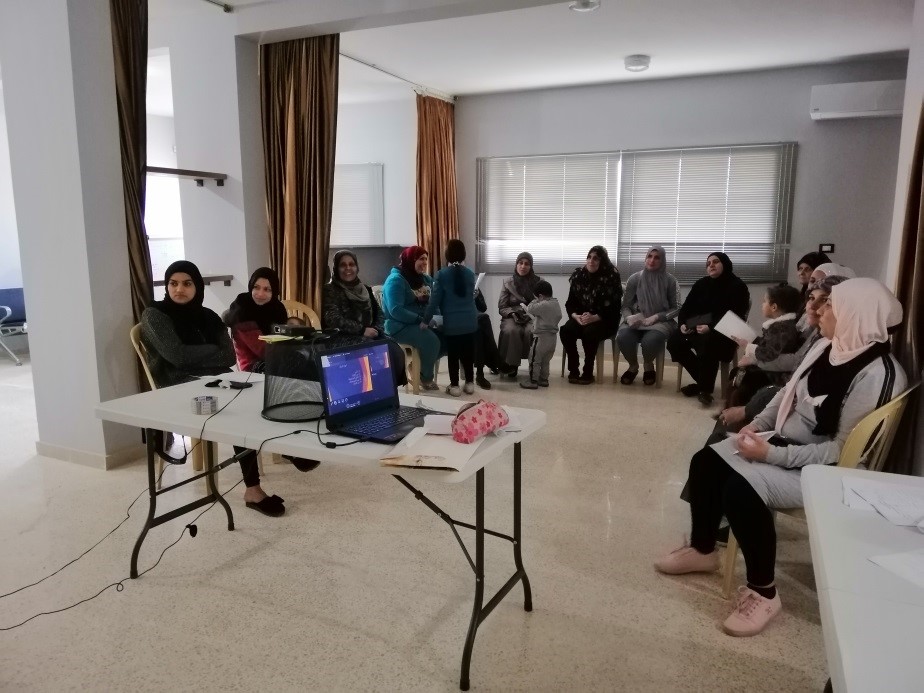 Women from the deprived area of El Maachouk in Tyre Lebanon attend a discussion at the UN-Habitat supported community centre