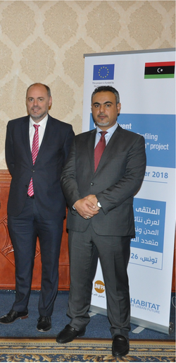 Essam Garbaa (right) and Ambassador of the European Union (left) closing the event Rapid City Profiling and Monitoring System