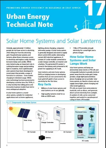 Urban Energy Technical Note 17: Solar Home Systems and Solar Lanterns -cover