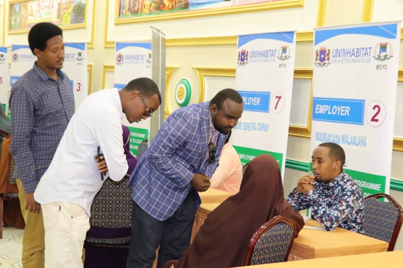 Ministry of Youth and Sports Director General Abdirahman Abdi Ahmed encouraging youth to maximize the opportunity offered by the job fair
