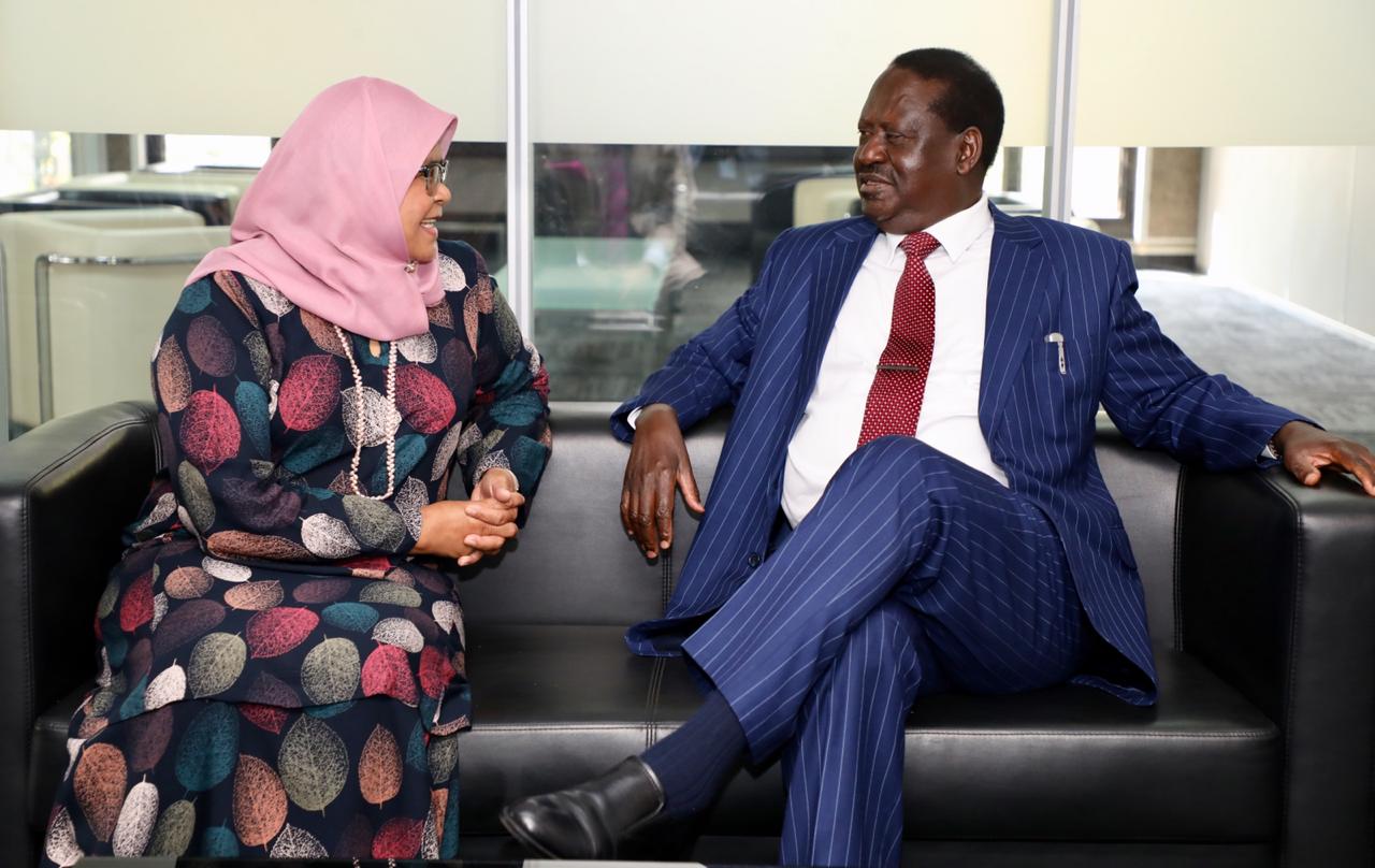 The head of UN-Habitat chats with the ex-Prime Minister of Kenya