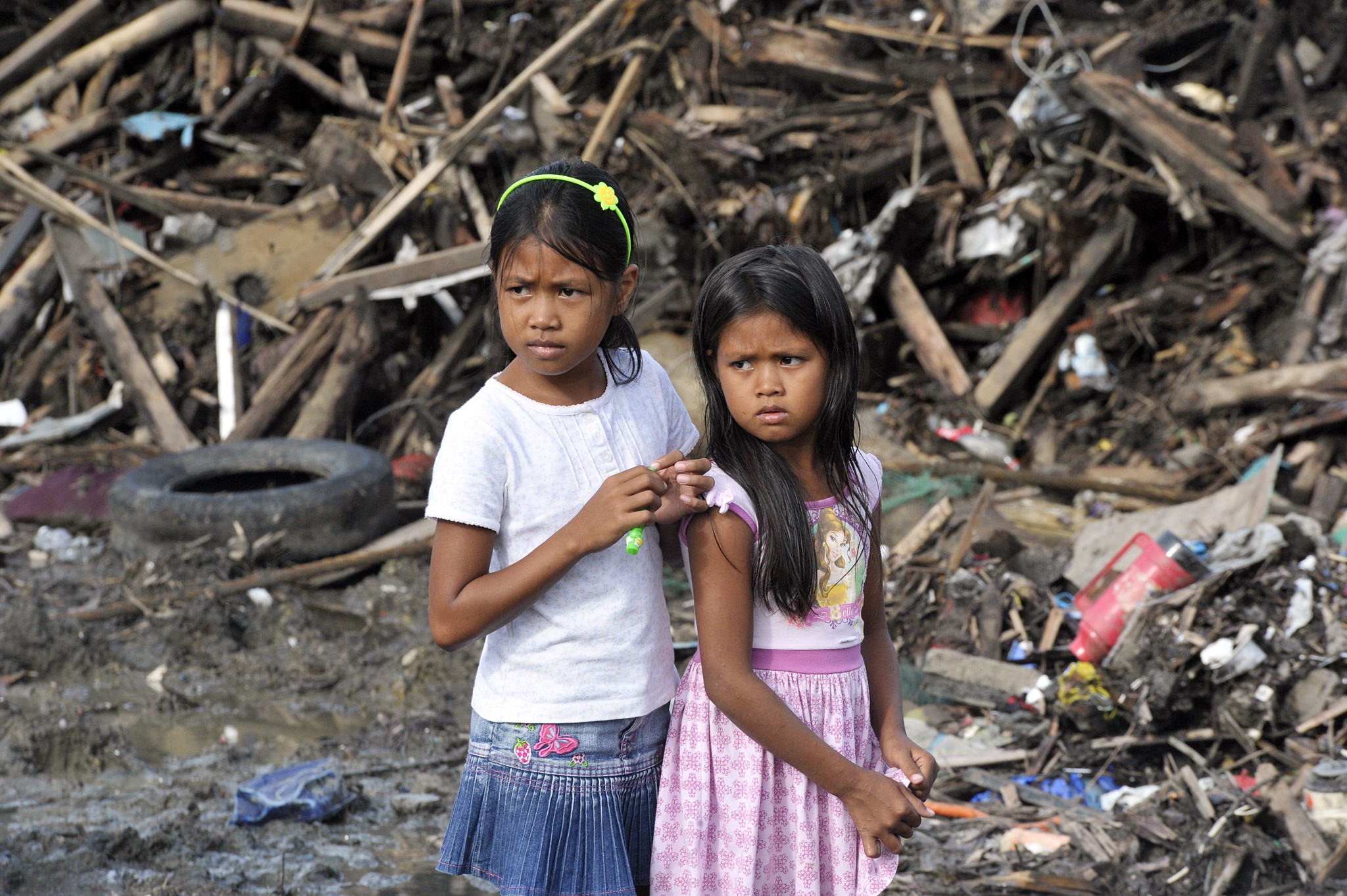 Two girls from Tacloban, Phillipines, after the super typhoon in 2013.