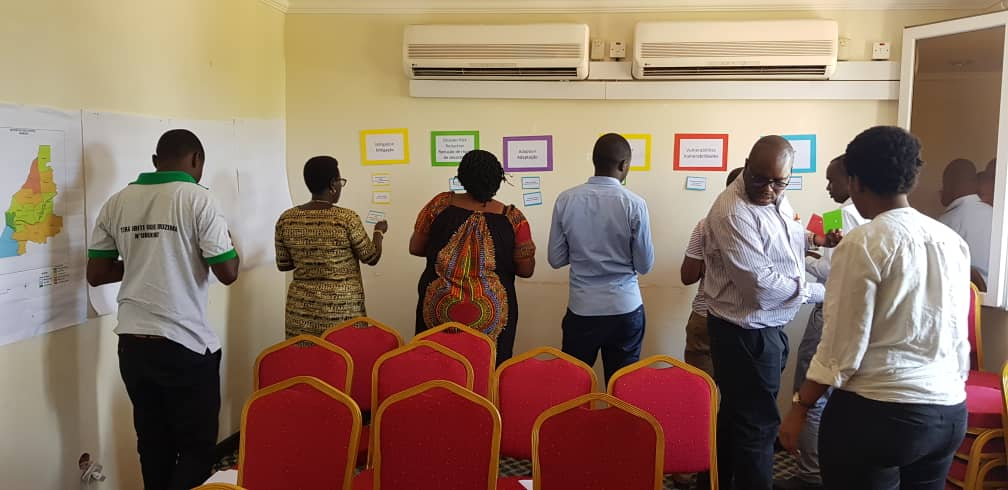 Rwandan District officials and community members take part in a participatory-driven methodology to develop District-wide climate risk and vulnerability assessments under the Urban-LEDS project