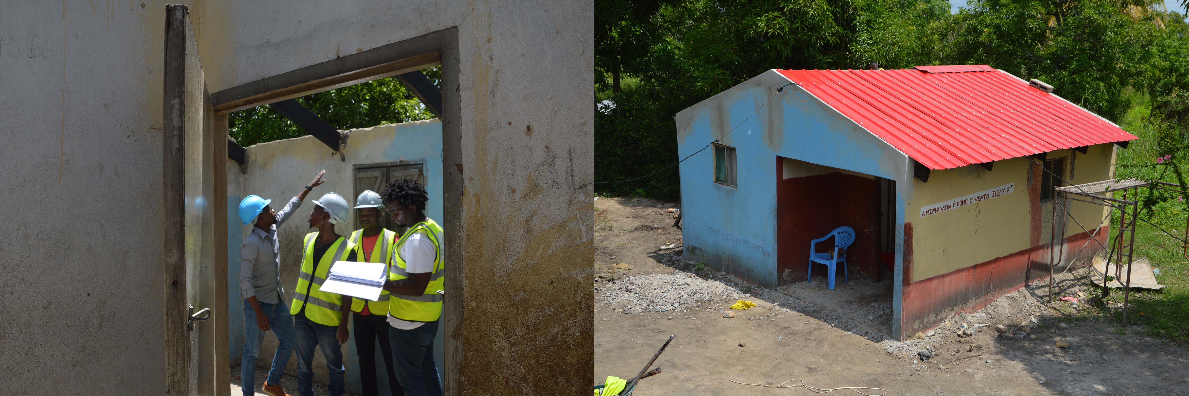 Rehabilitation in progress of a pilot house in Dondo, Sofala
