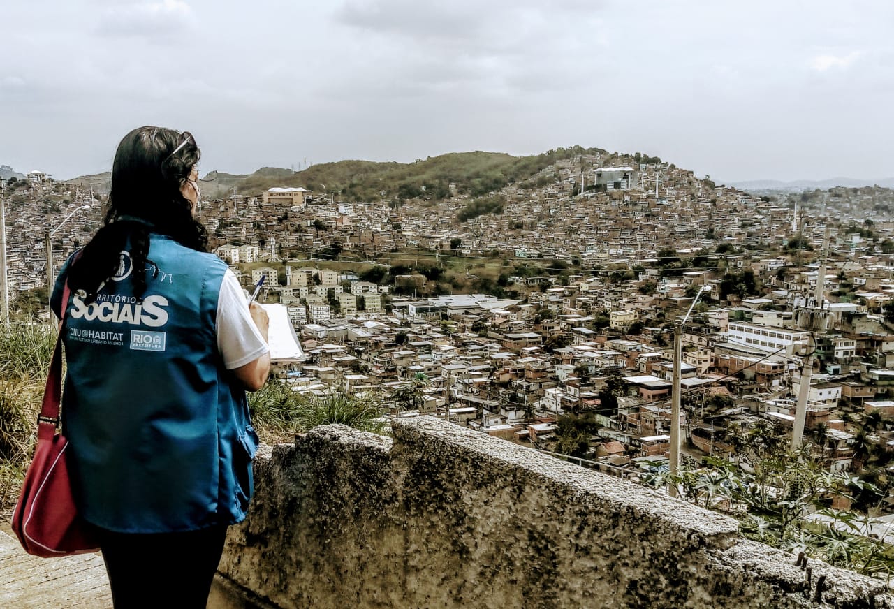 UN-Habitat's field worker at Complexo Do Alemão Slum, Rio De Janeiro, Brazil before starting the interviews to identify vulnerable families, 2019