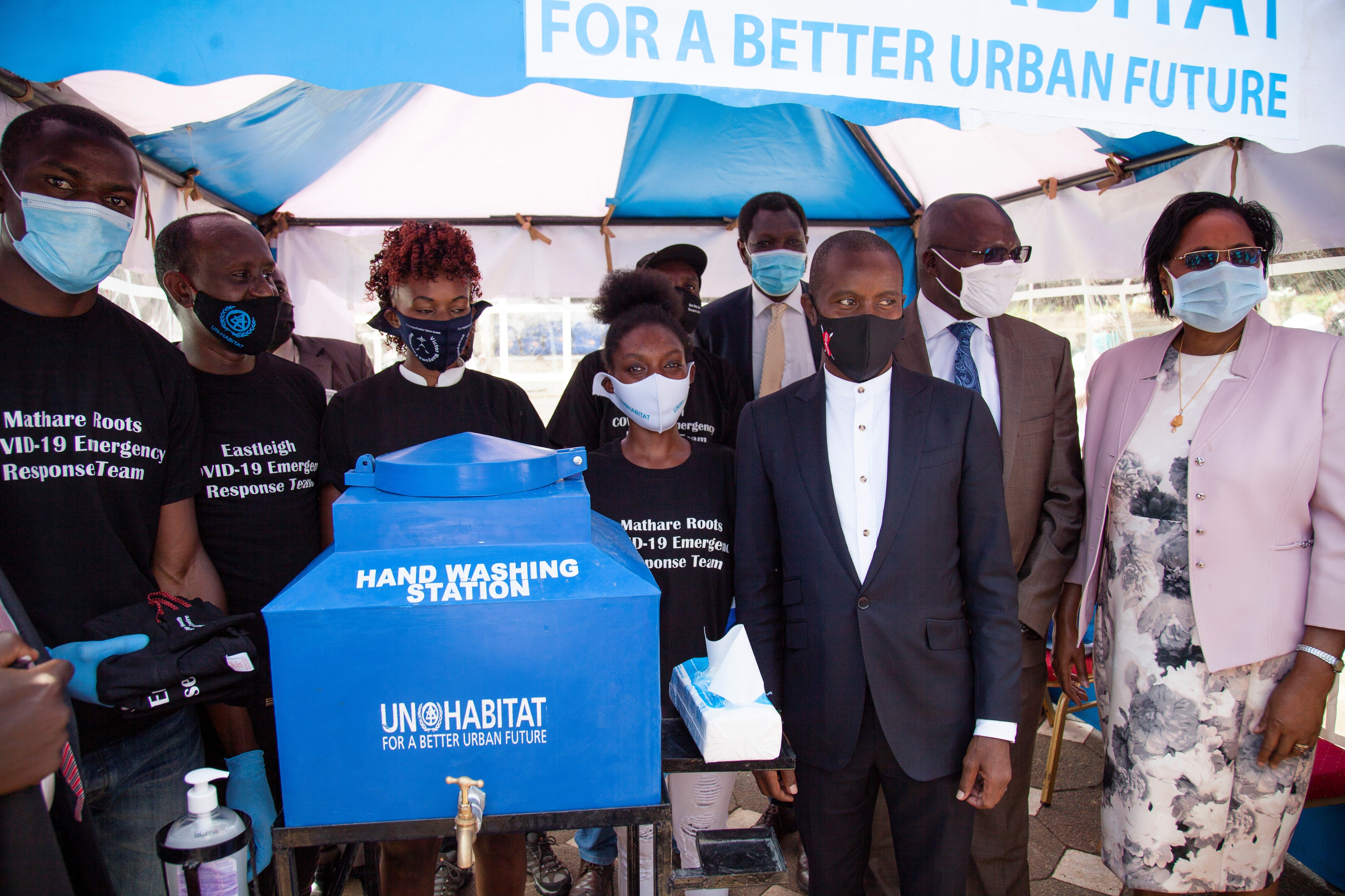 Kenyan dignitaries and youth representatives at the launch of UN-Habitat’s second response phase to COVID-19 UNHabitat/Julius Mwelu