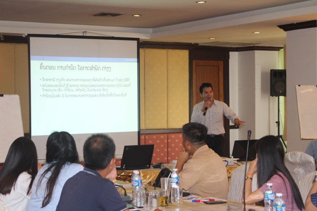 The concept of vulnerability (IPCC, AR4 2007 framework) for assessing vulnerability and risk to climate change was introduced to the participants by CRVA consultant, Mr. Vatthanamixay Chansompoo.