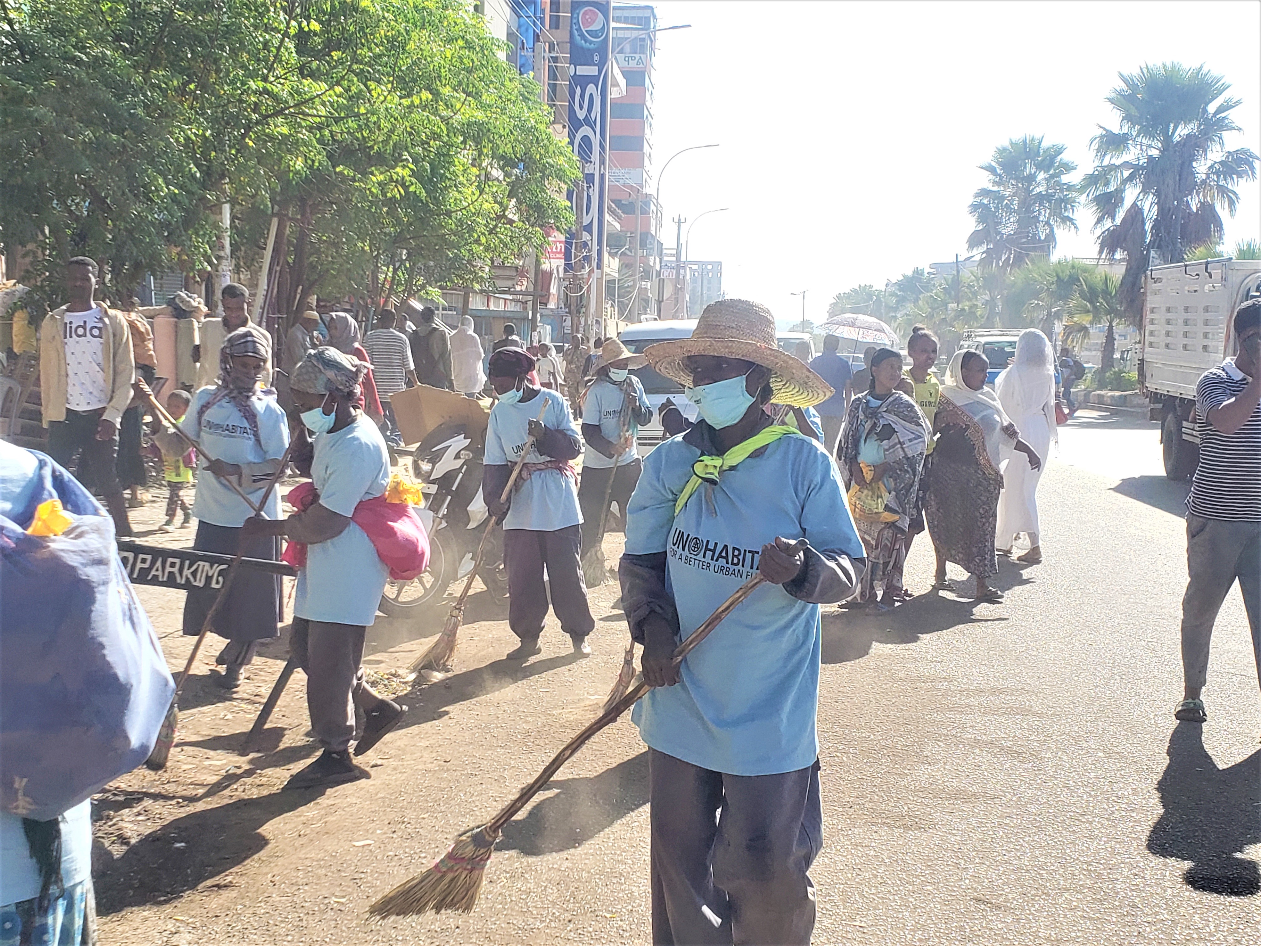 A cross section of some of the locals who took part in the town cleaning exercise in Bahir Dar City of Ethiopia on 7th March 2021