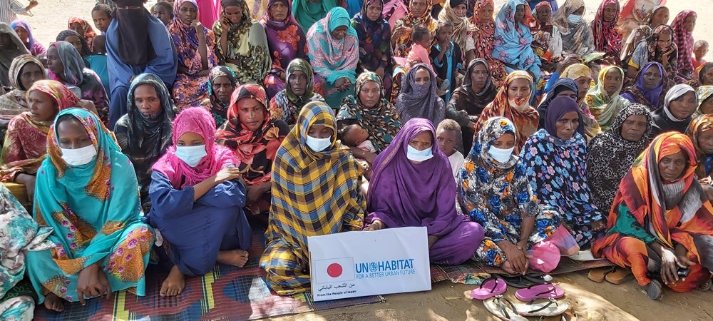 Community of Um Ganah, Eid Elfursan Locality celebrating the launching of UN-Habitat project funded by the Government of Japan