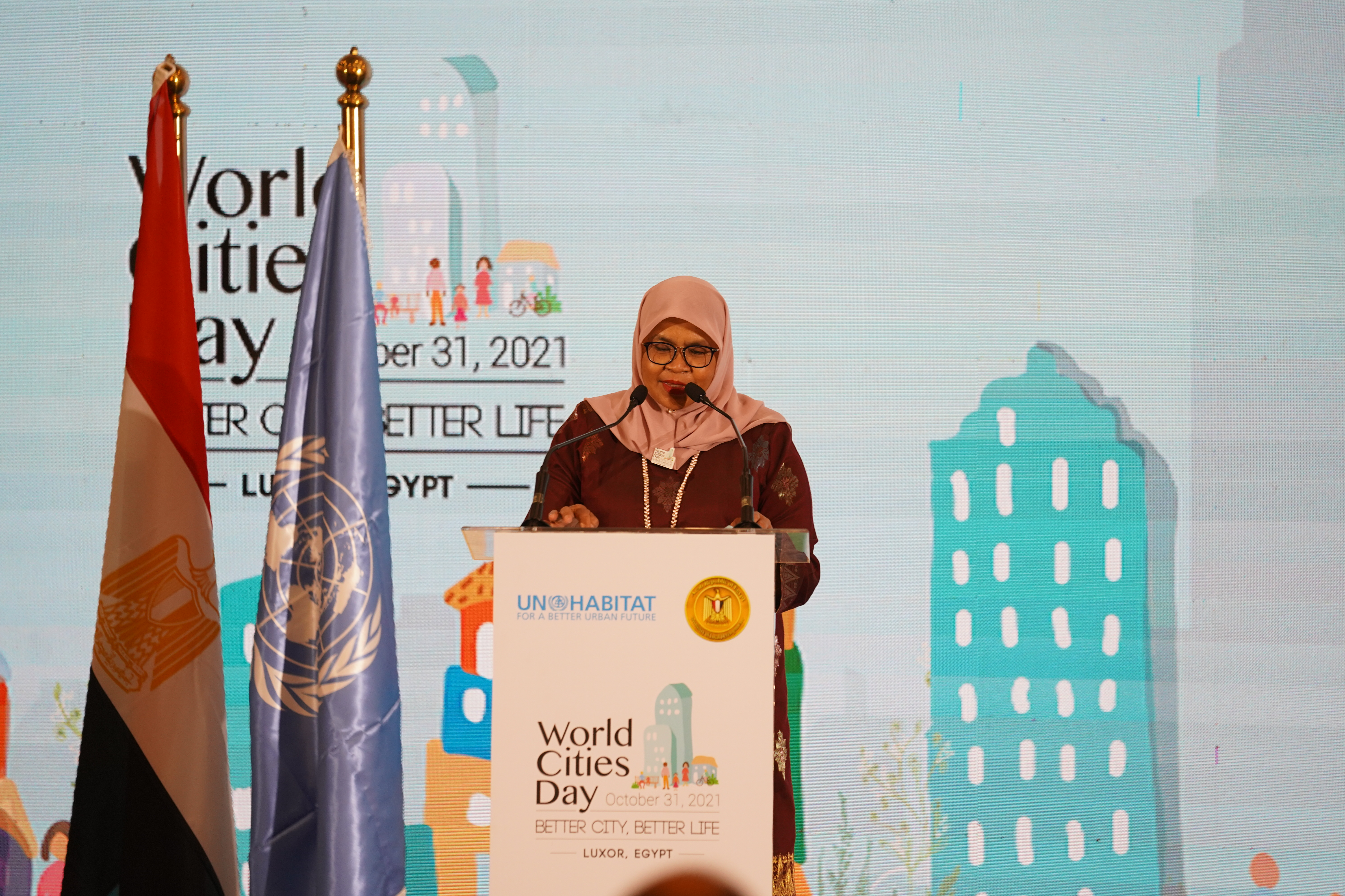 UN-Habitat Executive Director Maimunah Mohd Sharif at the Opening of World Cities Day, Luxor 2021 ©UN-Habitat