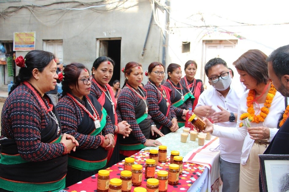 Women-led enterprises showcased their products during the ceremony