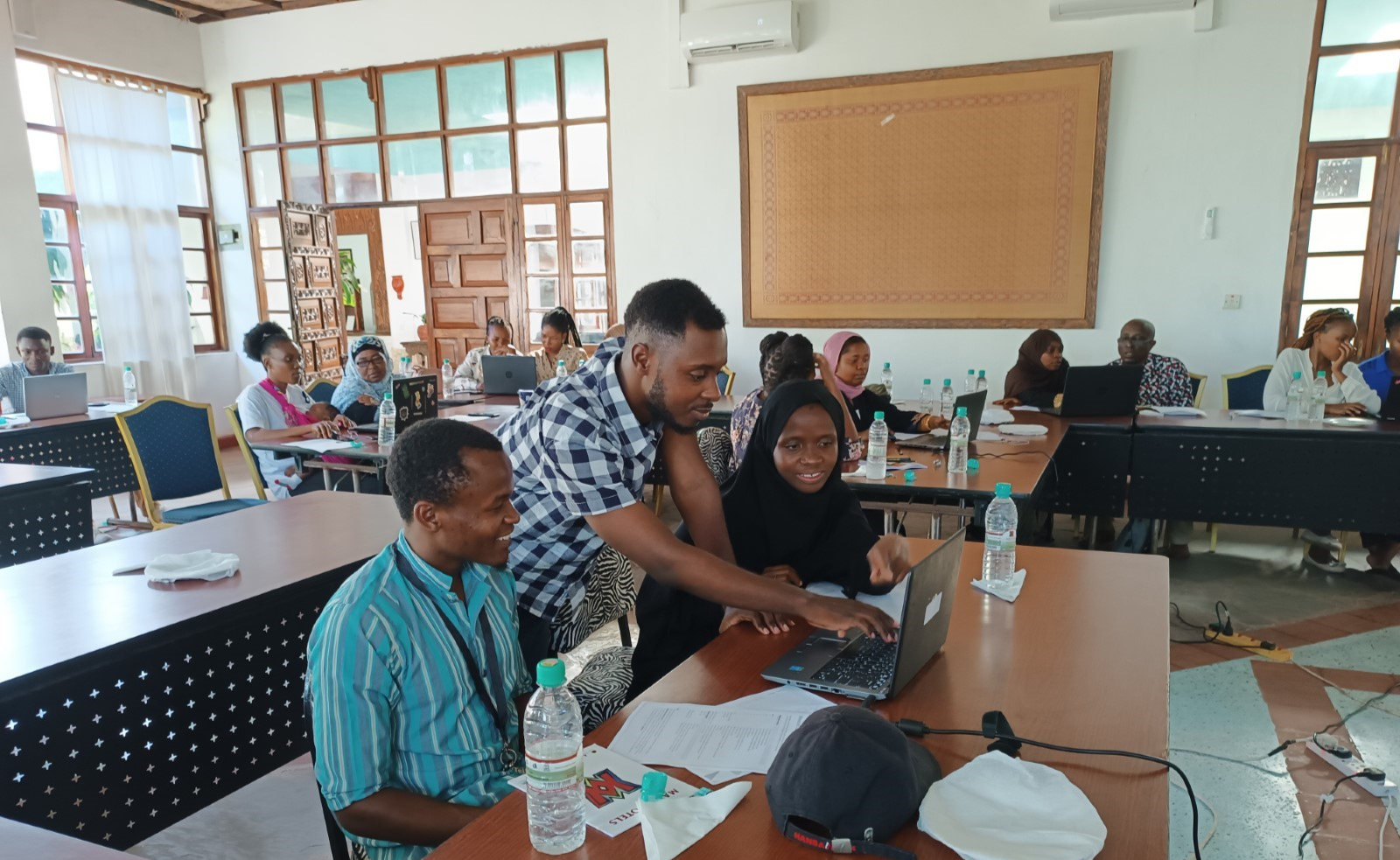 Workshop participants using Minecraft