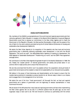 UNACLA Quito Declaration - Cover image