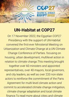 A snippet of UN-Habitat at COP 27 featured in the newsletter