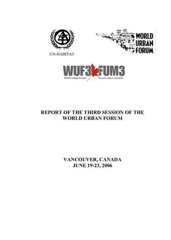 World Urban Forum 3 Report - Cover image