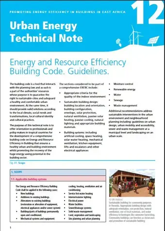 Urban Energy Technical Note 12: Energy and Resource Efficiency Building Code. Guidelines - cover
