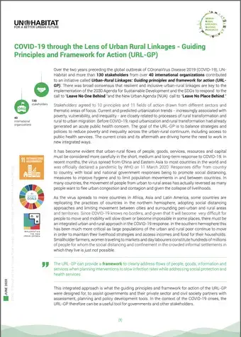Issue Brief: COVID-19 through the Lens of Urban Rural Linkages-Guiding Principles and Framework for Action (URL-GP) - cover