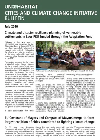 Climate and disaster resilience planning of vulnerable settlements in Laos PDR funded through the Adaptation Fund