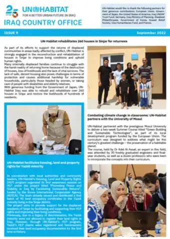 UN-Habitat Iraq Newsletter – September 2022 (English)