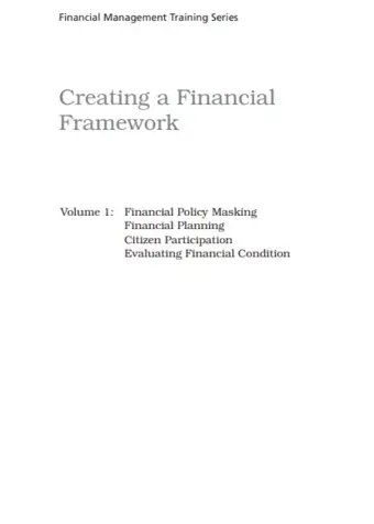 Financial Management Training Series Volume 1 - Creating a Financial Framework