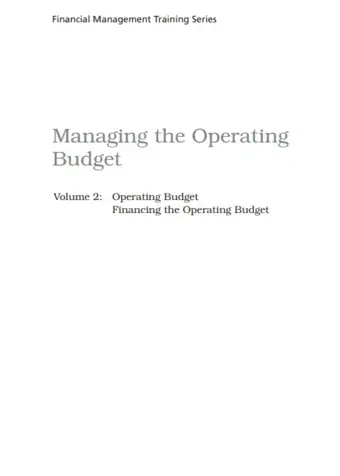  Financial Management Training Series Volume 2 - Managing the Operating Budget