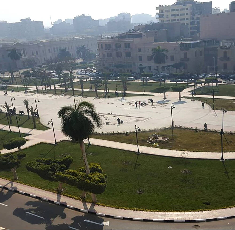 Overhead shot of Abdeen park in Cairo, after it was developed into a park