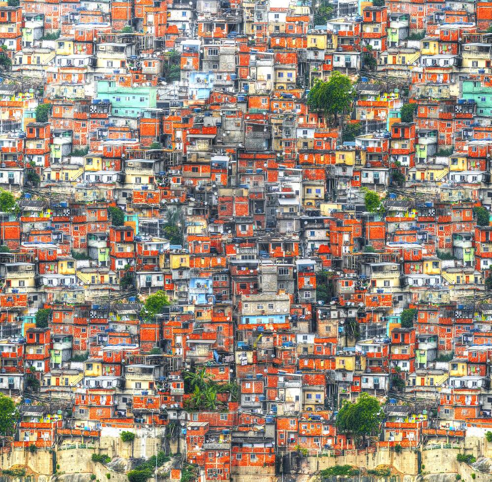 Colourful cluster of houses.