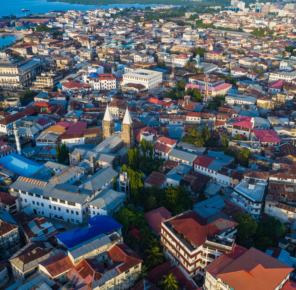 Aerial view of Stonetown, Zanzibar