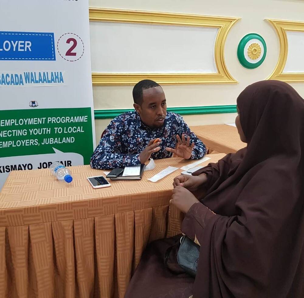 Interview sessions for trainees during Kismayo Job fair
