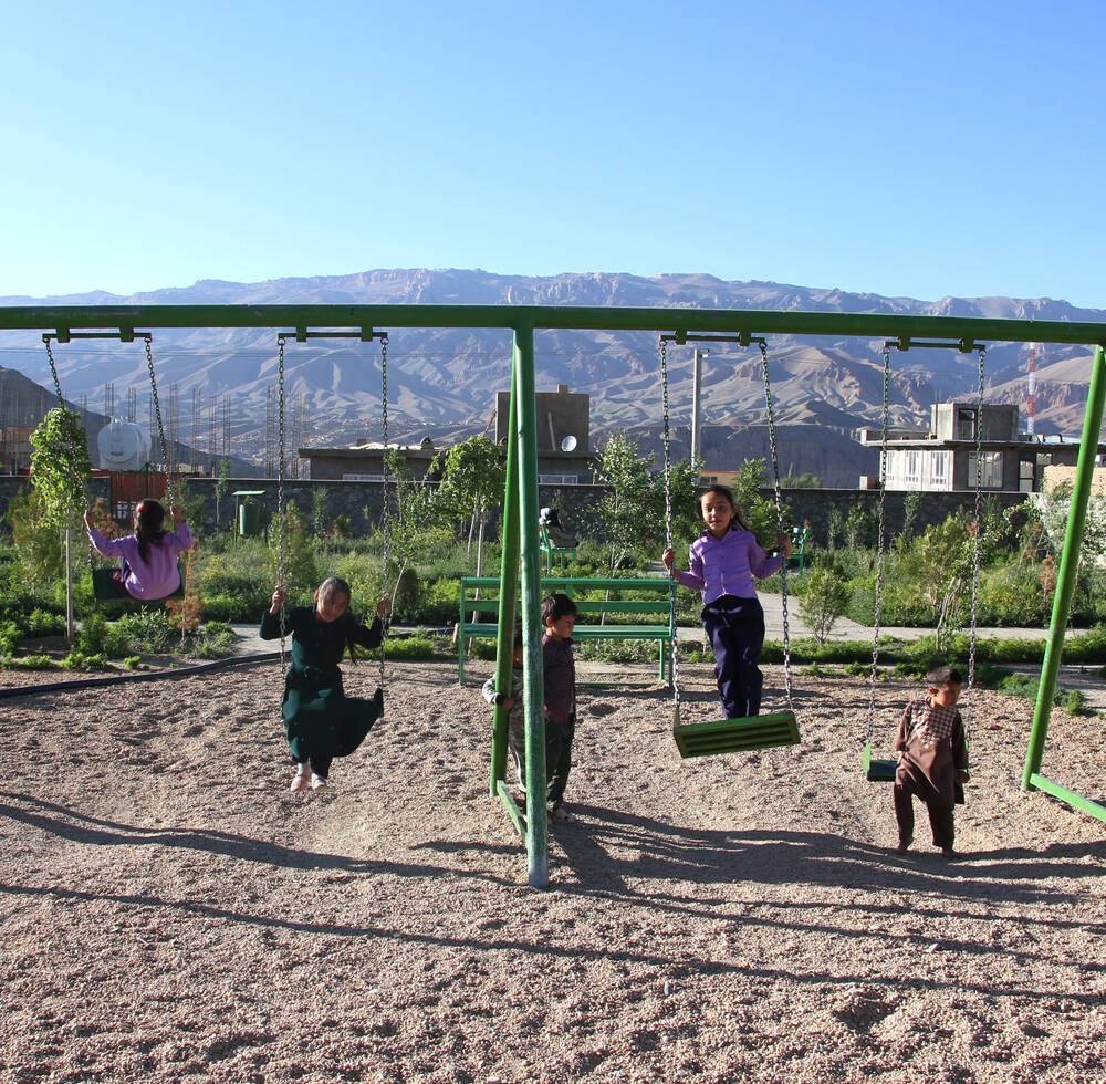 Kids playing after school hours at the UN-Habitat Clean and Green Cities (CGC) Park in Bamyan District 1