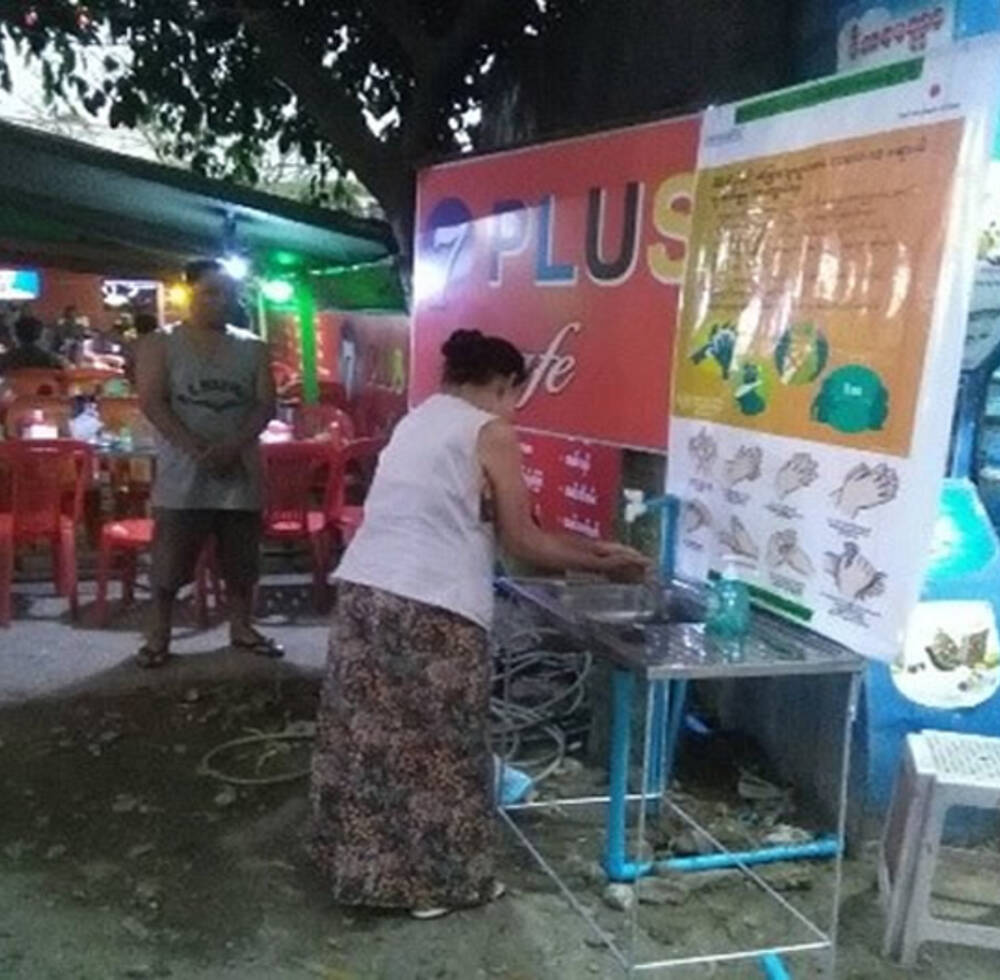 Public hand-washing stations to combat Covid-19 in Sittwe, Myanmar gaining popularity
