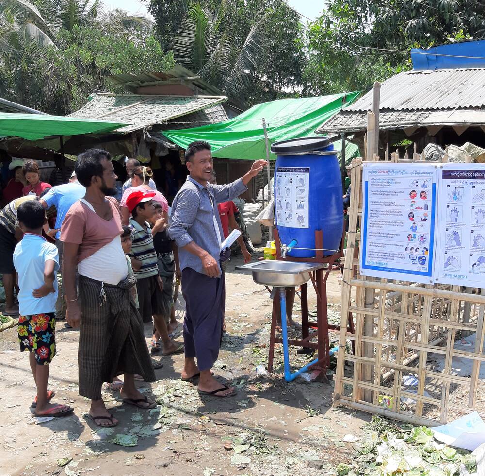 Myanmar Sittwe market handwashing