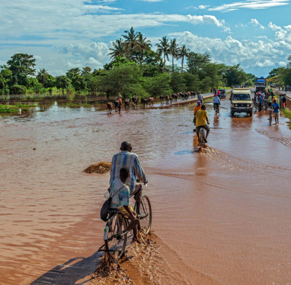 Flooded road in Africa