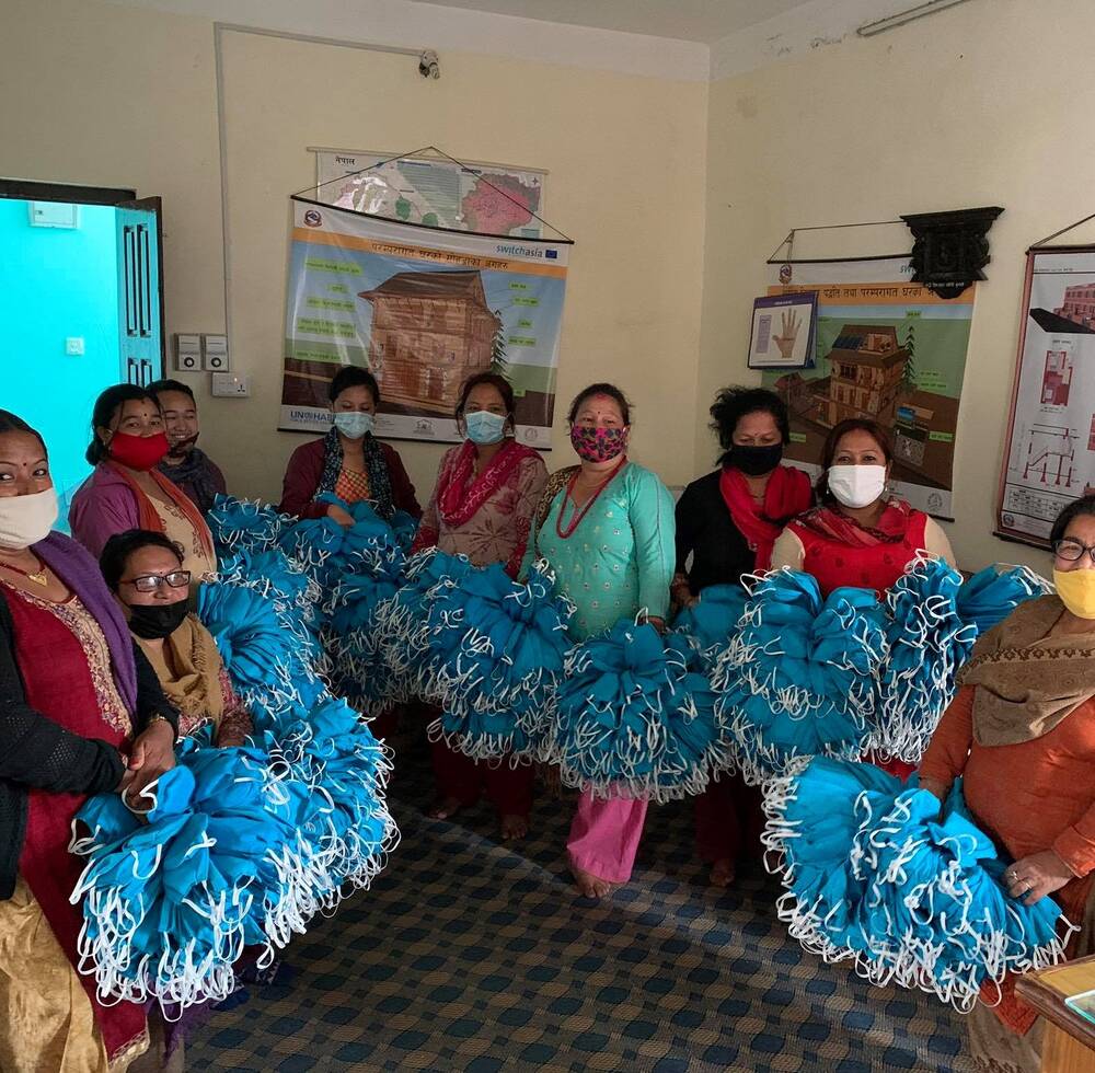 Mask making in Bungamati by home-based workers