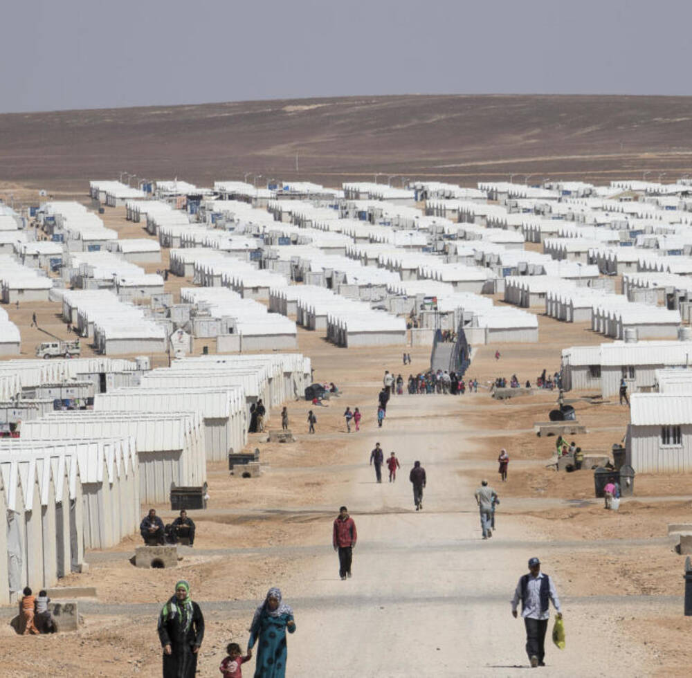 The Azraq refugee camp in Jordan is located 100km east of the capital city of Amman.