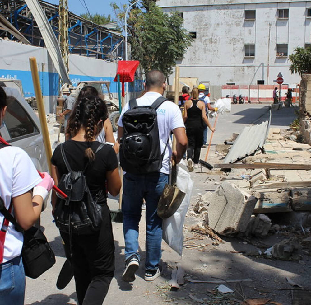 UN-Habitat team supporting the clean-up efforts days after the Beirut blast.