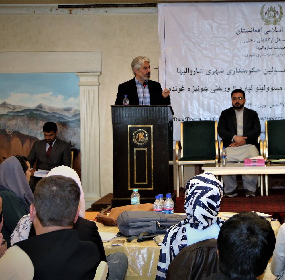H.E. Dr Sebghatullah (Deputy Minister of Municipalities), in the opening of the workshop for Directorate General Urban Governance (DGUG) Officers in Kabul, Afghanistan