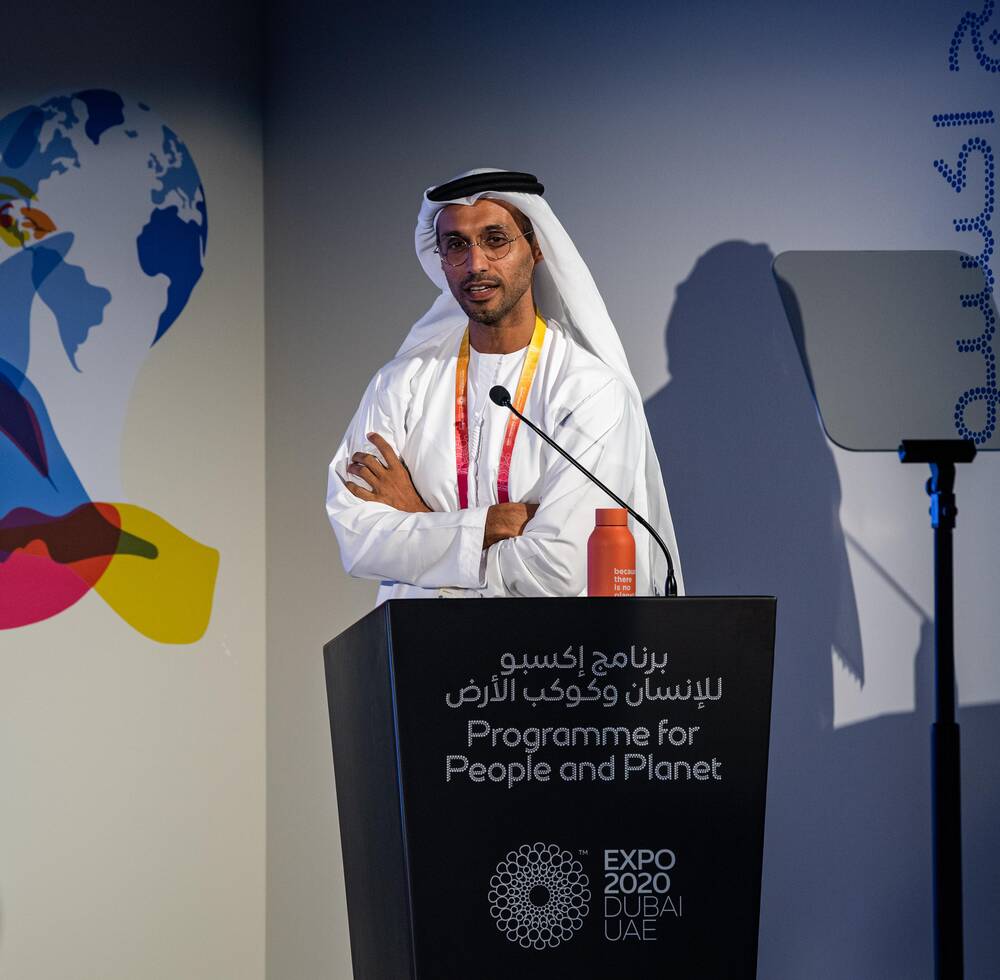 Urbanist Ahmed Bin Shabib speaks at the World Cities Day event