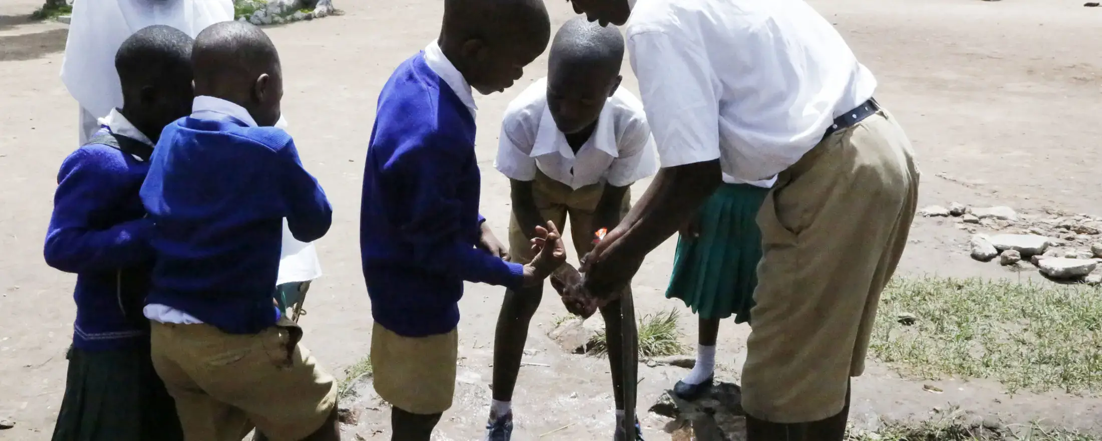 Kitangiri Primary school students at the water point. 