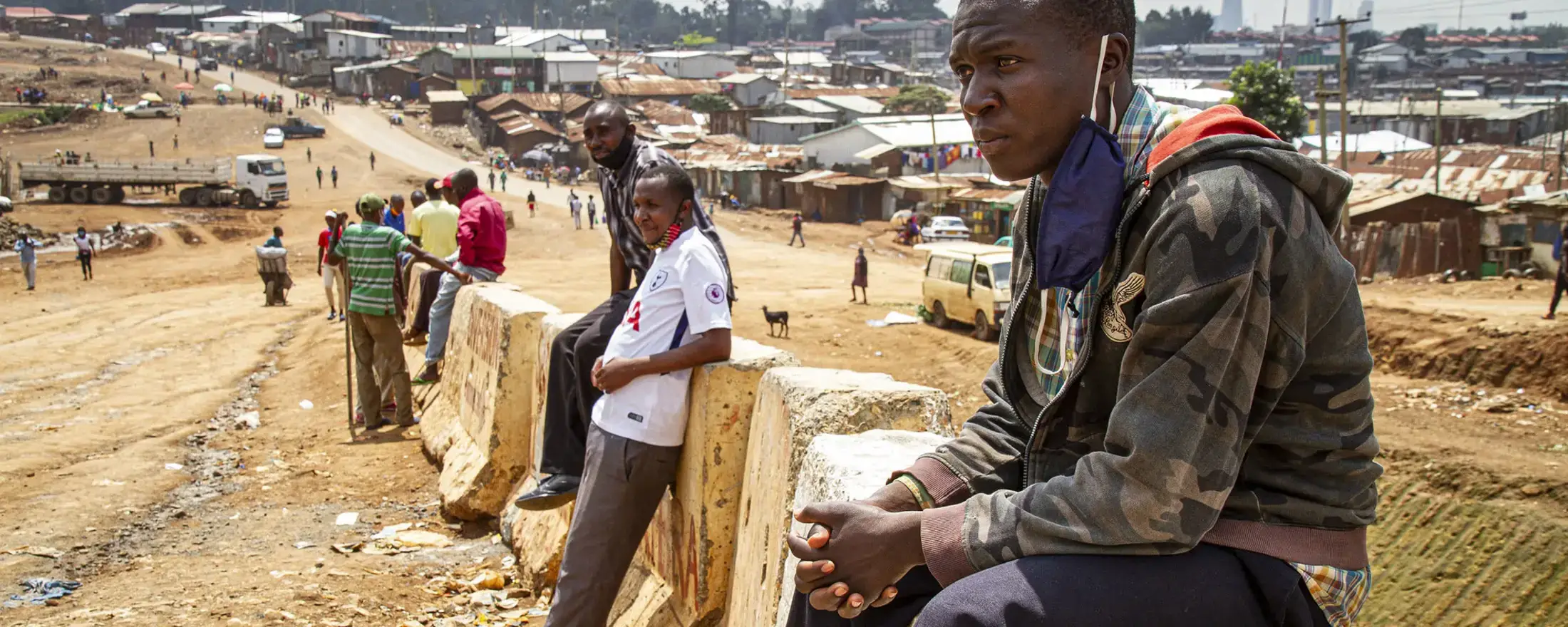 Field visit in Kibera slum, Nairobi, Kenya during COVID-19, area which was demolished and evicted in Kibera in 2018 to build a road straight through the settlement
