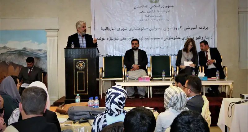 H.E. Dr Sebghatullah (Deputy Minister of Municipalities), in the opening of the workshop for Directorate General Urban Governance (DGUG) Officers in Kabul, Afghanistan