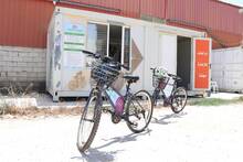 Bicycle in front of bike station in Tyre, Lebanon